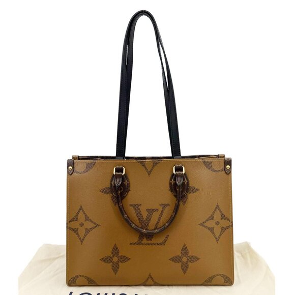 Louis Vuitton  Onthego MM Giant Monogram Reverse Canvas Tote Bag Brown - Picture 3 of 12